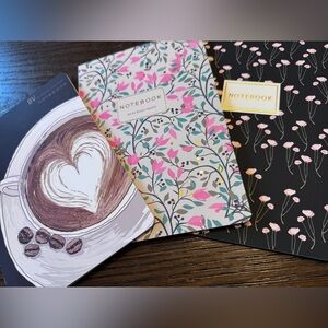 Set of 3 Gorgeous Gold Foil Detailed Soft Touch Notebook Journals- lovely gift!